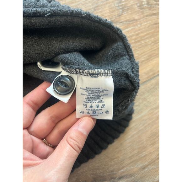 Land's End Men's Size XL 1/4 Button Sweater Elbow Patches Warm Dark Gray - Picture 4 of 9